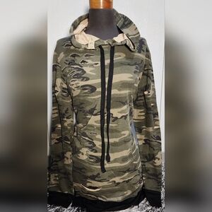 Camouflage Hoodie with Black Drawstrings